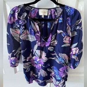 Yumi Kim XS 100% silk floral blouse